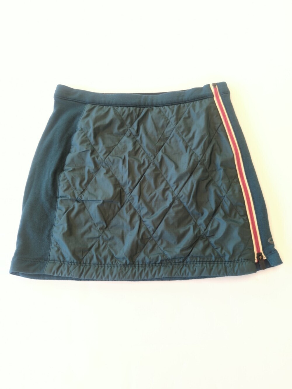 Icebreaker Dark Green Quilted Mini Skirt with Red and White Side Stripe
